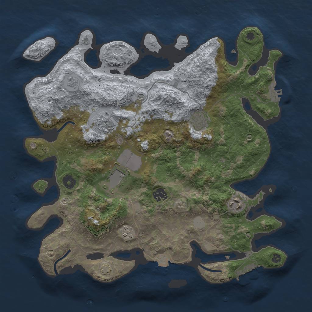 Rust Map: Procedural Map, Size: 3500, Seed: 6878, 14 Monuments