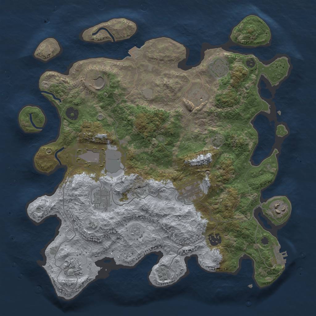 Rust Map: Procedural Map, Size: 3650, Seed: 50478304, 16 Monuments