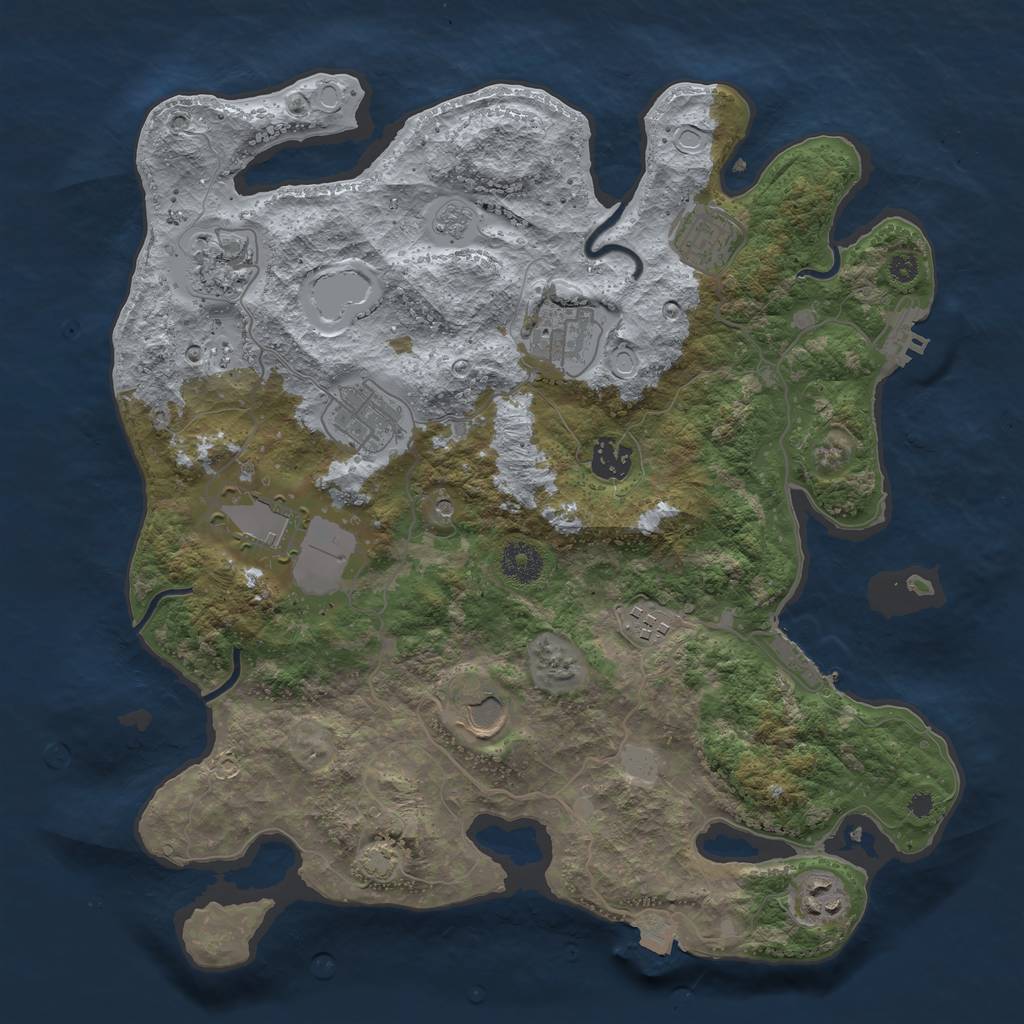 Rust Map: Procedural Map, Size: 3650, Seed: 36440988, 17 Monuments
