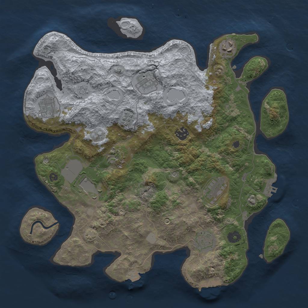 Rust Map: Procedural Map, Size: 3600, Seed: 6913061, 17 Monuments
