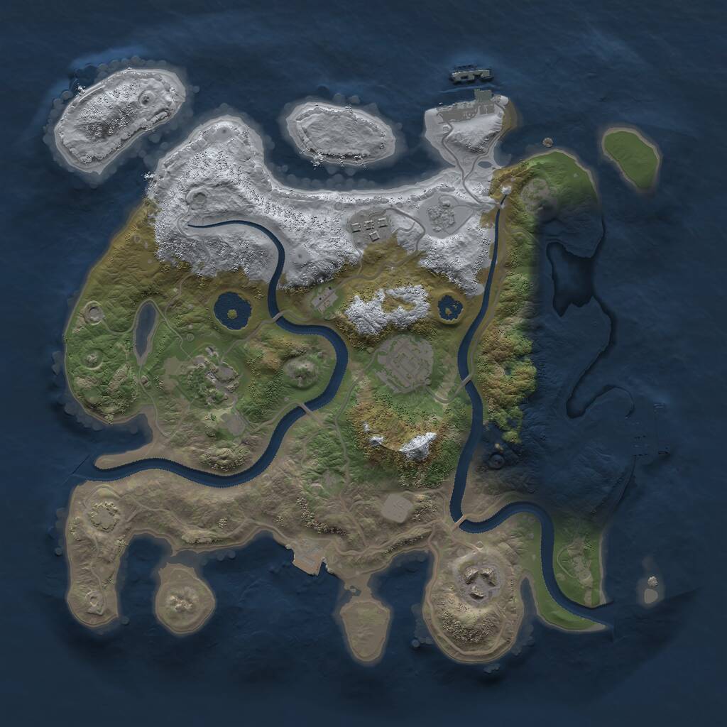 Rust Map: Procedural Map, Size: 3000, Seed: 48719, 9 Monuments