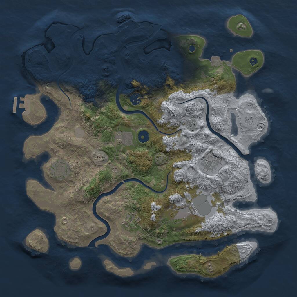Rust Map: Procedural Map, Size: 3800, Seed: 58900559, 13 Monuments