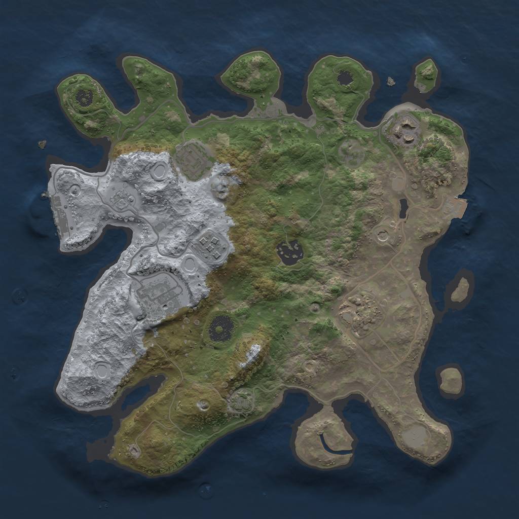 Rust Map: Procedural Map, Size: 3000, Seed: 1535361615, 13 Monuments