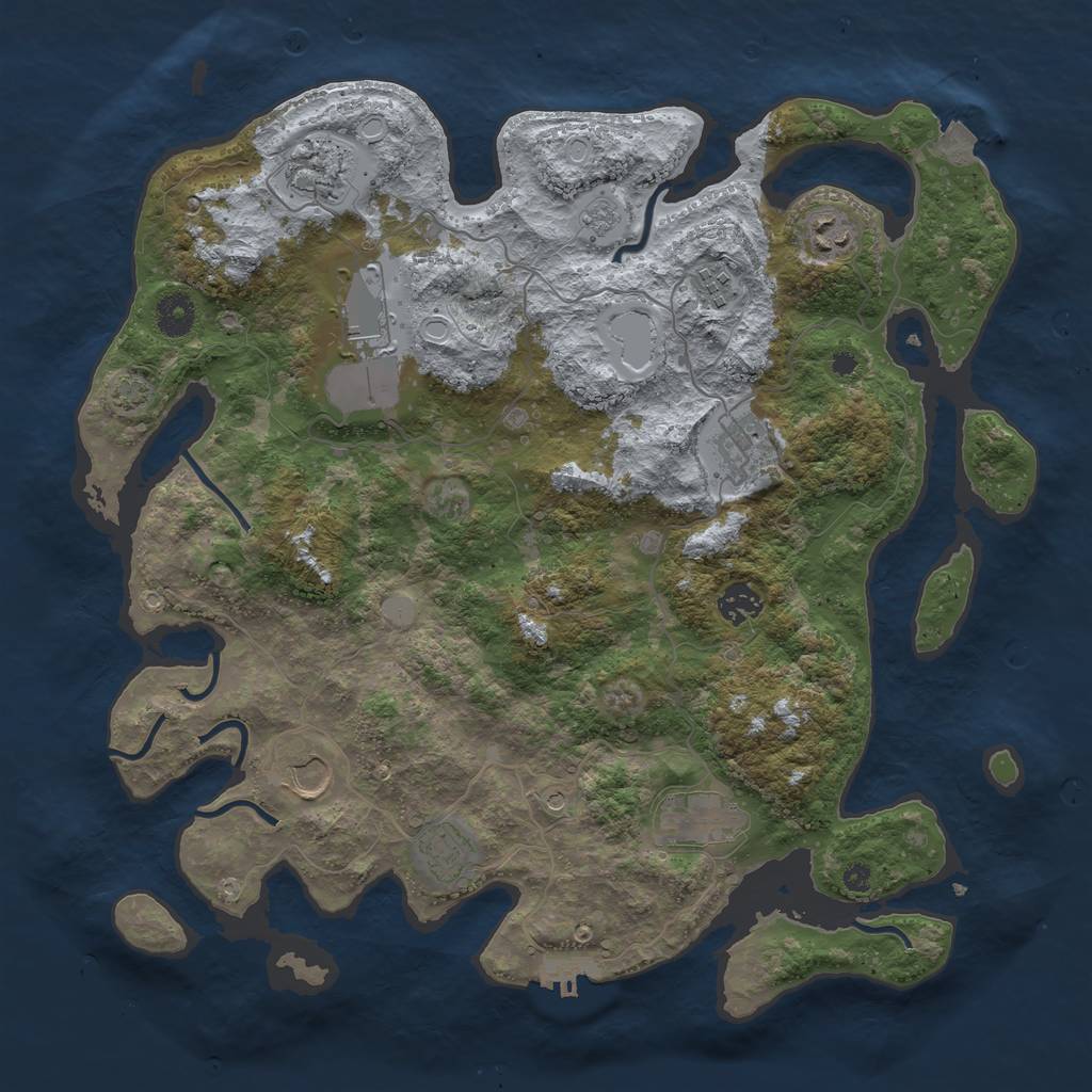 Rust Map: Procedural Map, Size: 3900, Seed: 95134615, 16 Monuments