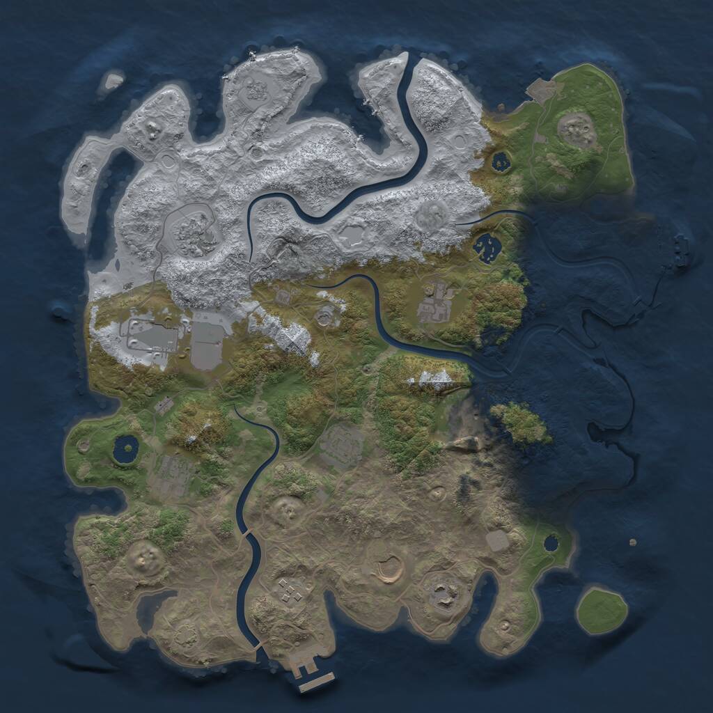 Rust Map: Procedural Map, Size: 3900, Seed: 66044829, 16 Monuments