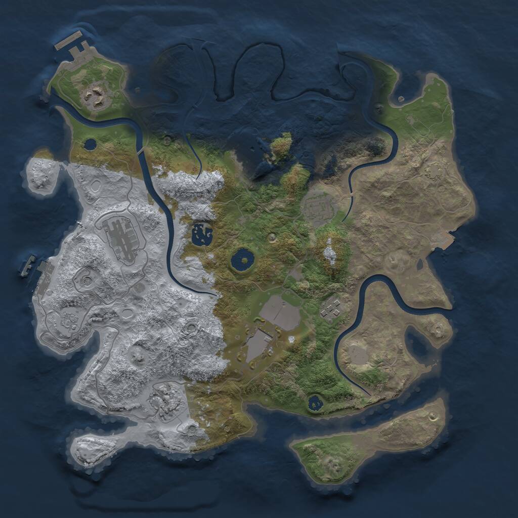 Rust Map: Procedural Map, Size: 3500, Seed: 35223, 14 Monuments