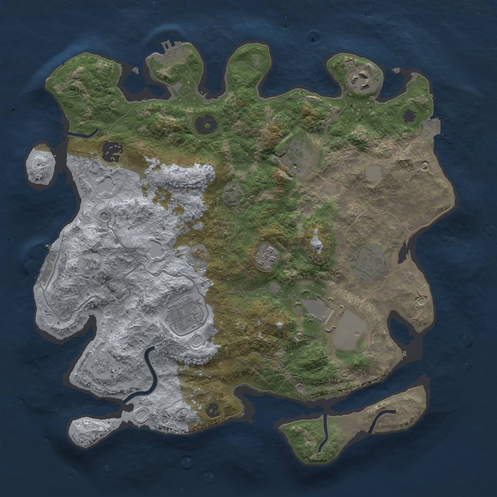 Rust Map: Procedural Map, Size: 3500, Seed: 35223, 15 Monuments