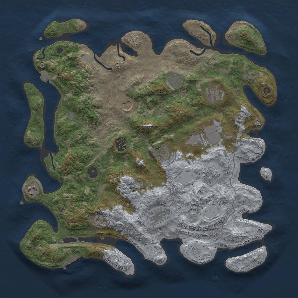 Rust Map: Procedural Map, Size: 4100, Seed: 69851623, 17 Monuments