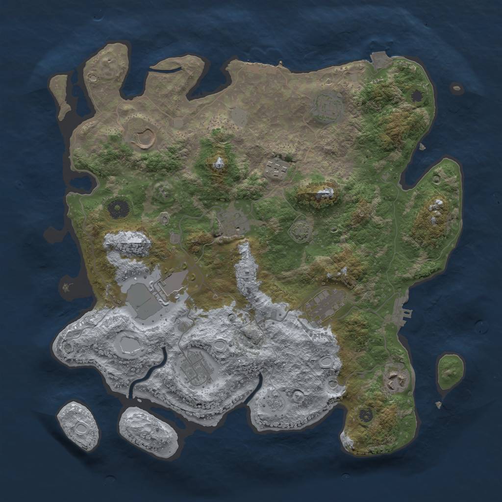 Rust Map: Procedural Map, Size: 3700, Seed: 83504535, 16 Monuments