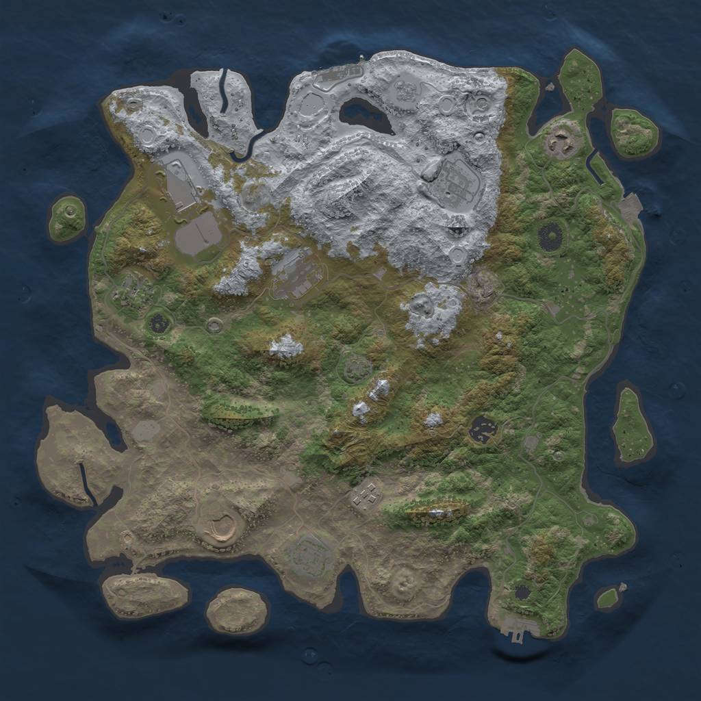 Rust Map: Procedural Map, Size: 3950, Seed: 50819447, 17 Monuments