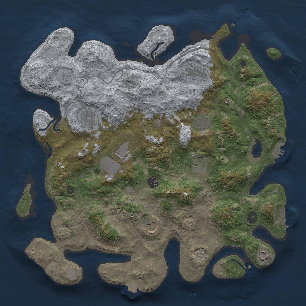 Rust Map: Procedural Map, Size: 4000, Seed: 1452765119, 17 Monuments