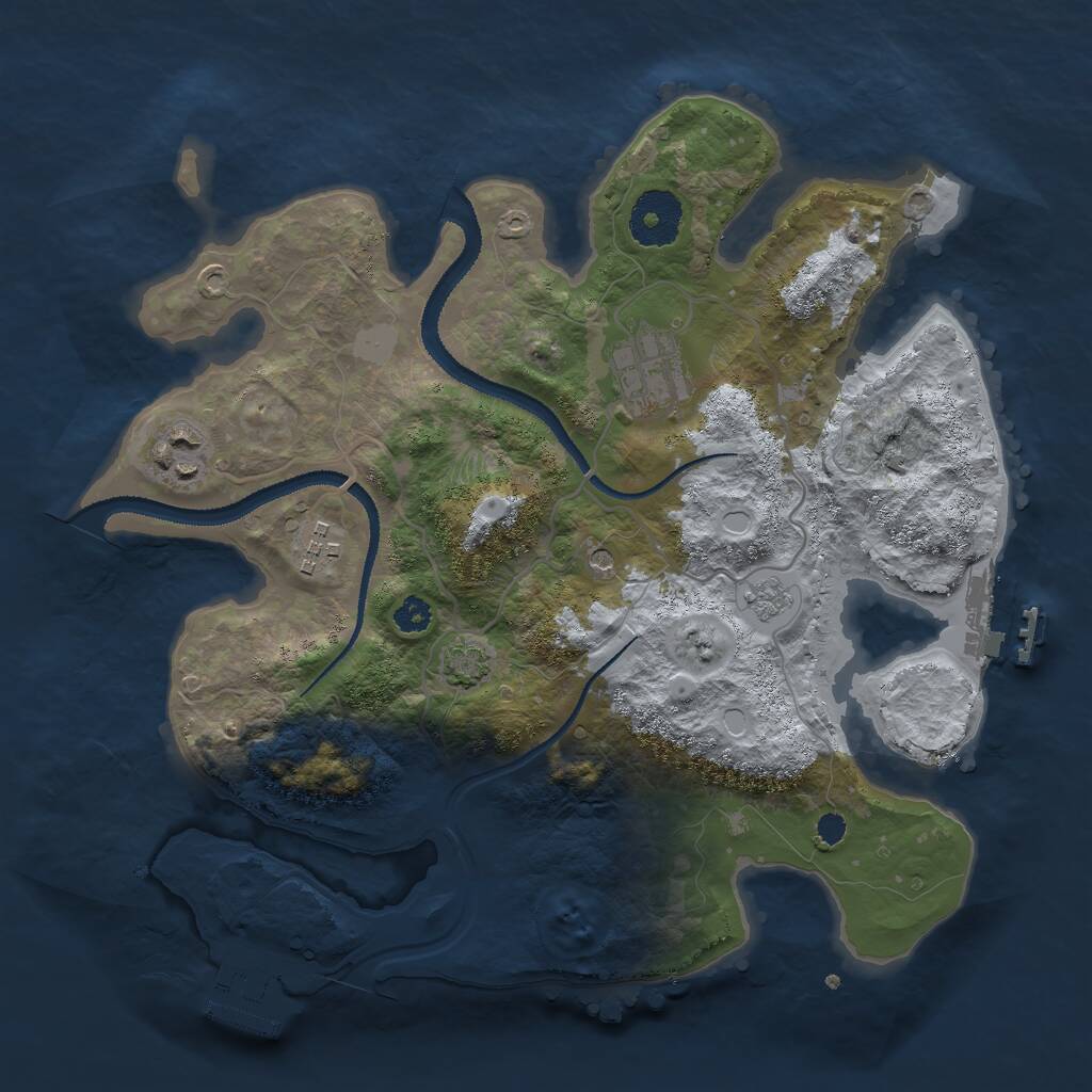 Rust Map: Procedural Map, Size: 3000, Seed: 13563, 9 Monuments