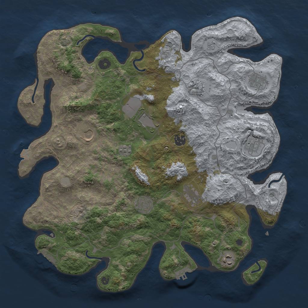 Rust Map: Procedural Map, Size: 4000, Seed: 23223, 18 Monuments