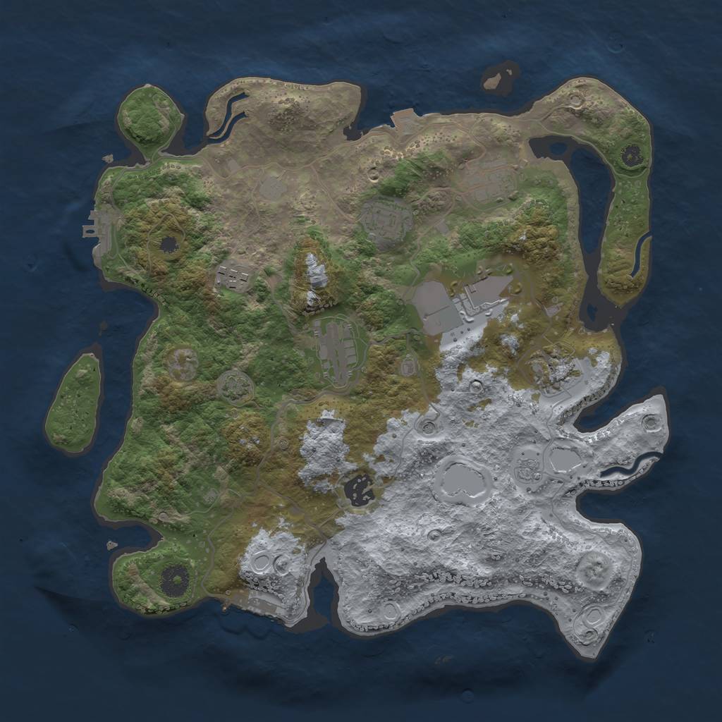 Rust Map: Procedural Map, Size: 3500, Seed: 54385174, 15 Monuments
