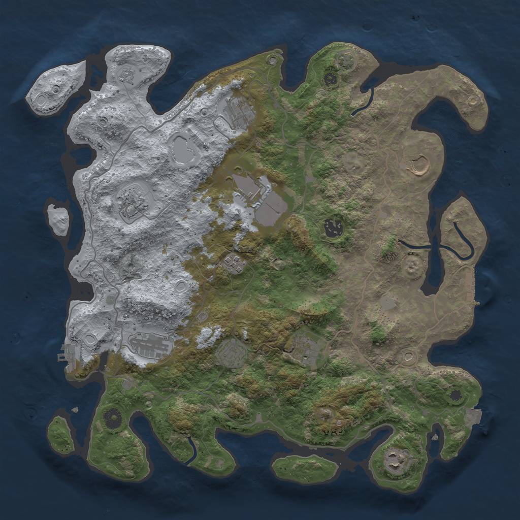 Rust Map: Procedural Map, Size: 4000, Seed: 218443180, 18 Monuments