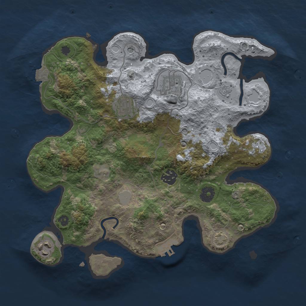 Rust Map: Procedural Map, Size: 3000, Seed: 993390991, 11 Monuments