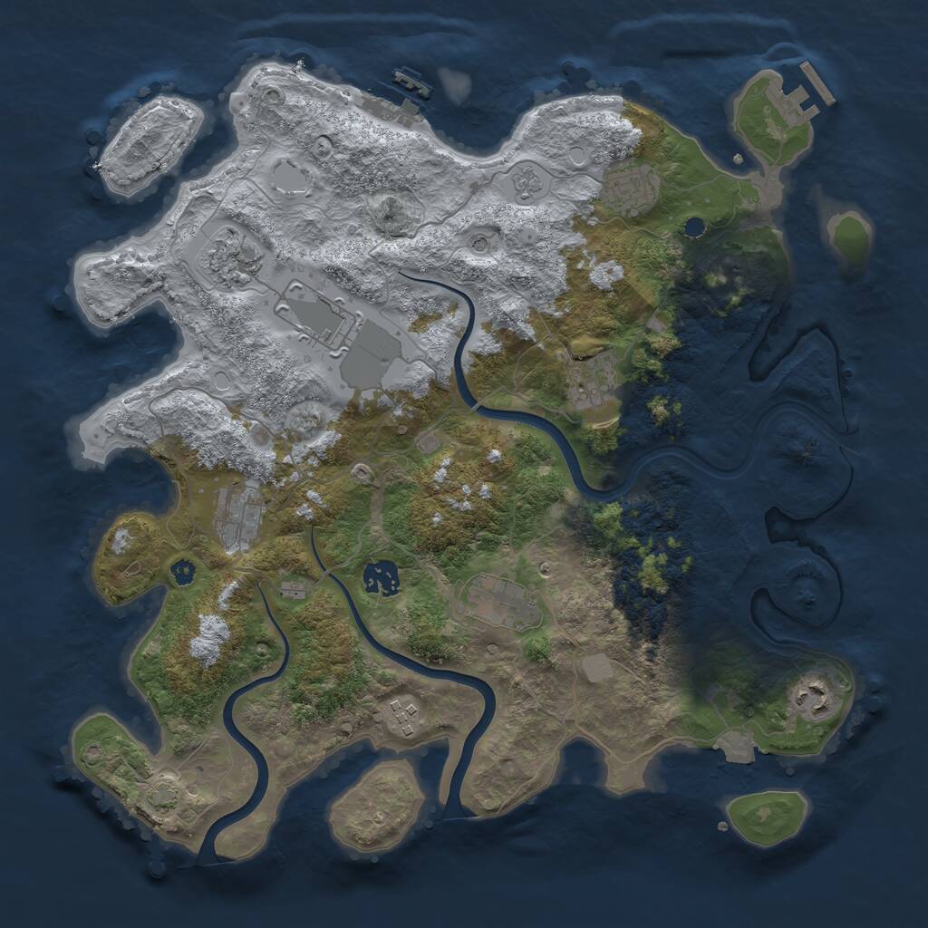Rust Map: Procedural Map, Size: 3750, Seed: 34809990, 15 Monuments