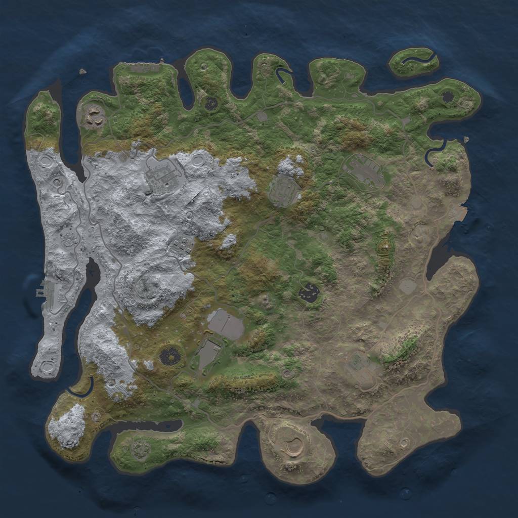 Rust Map: Procedural Map, Size: 4000, Seed: 36991616, 17 Monuments