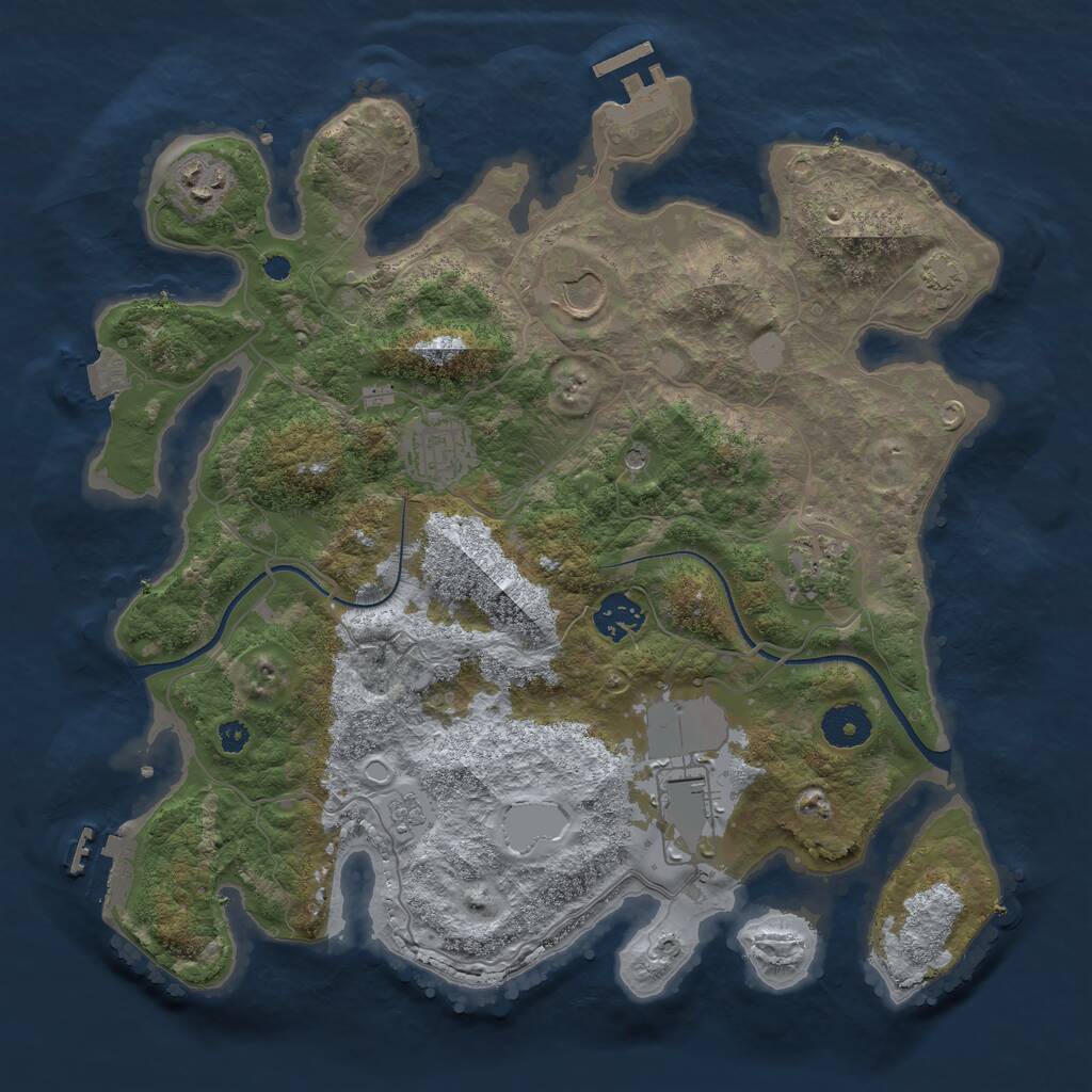Rust Map: Procedural Map, Size: 3500, Seed: 221640338, 12 Monuments
