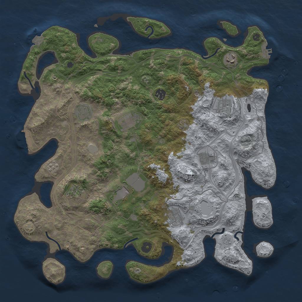 Rust Map: Procedural Map, Size: 4250, Seed: 91404958, 18 Monuments