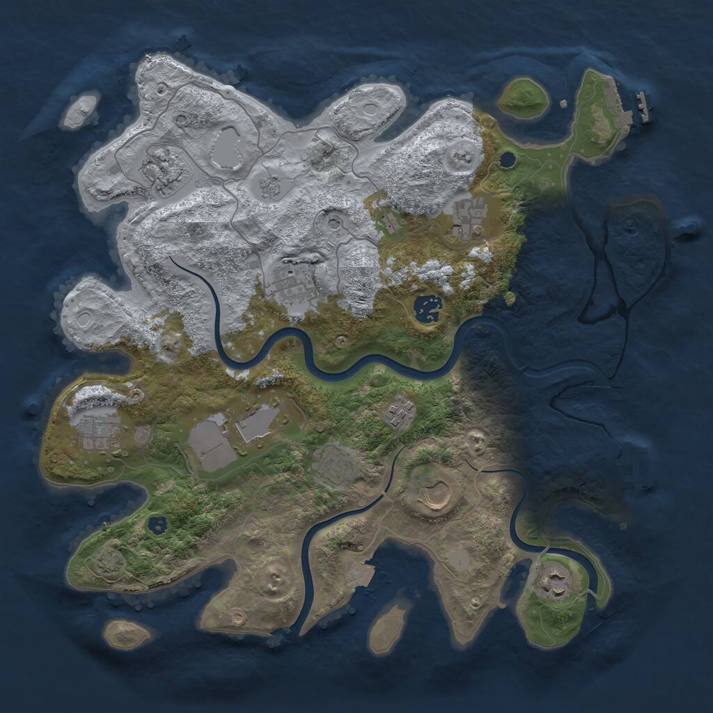 Rust Map: Procedural Map, Size: 3700, Seed: 7185168, 16 Monuments