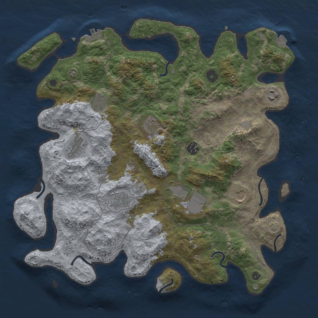 Rust Map: Procedural Map, Size: 4000, Seed: 10102023, 15 Monuments