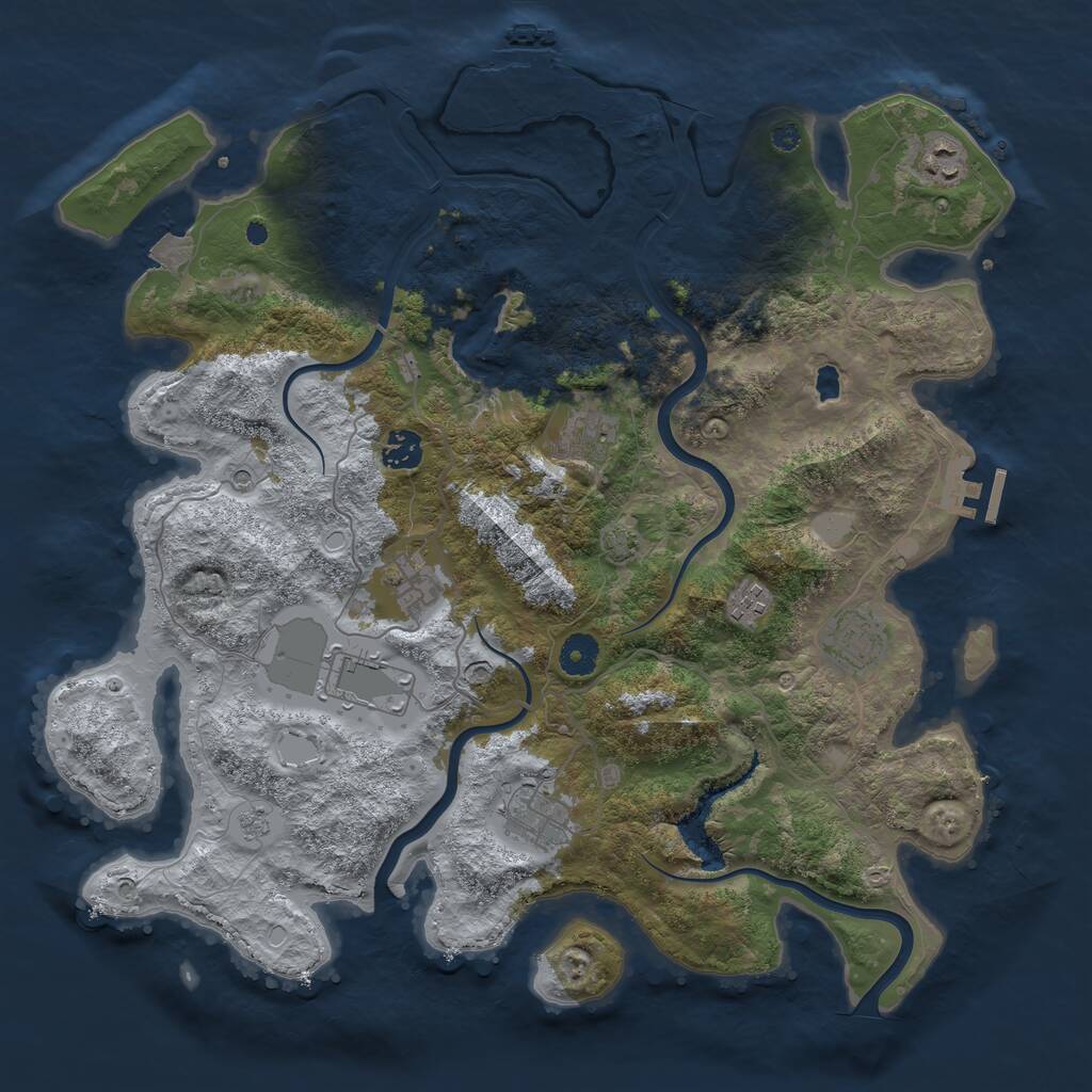 Rust Map: Procedural Map, Size: 4000, Seed: 10102023, 14 Monuments