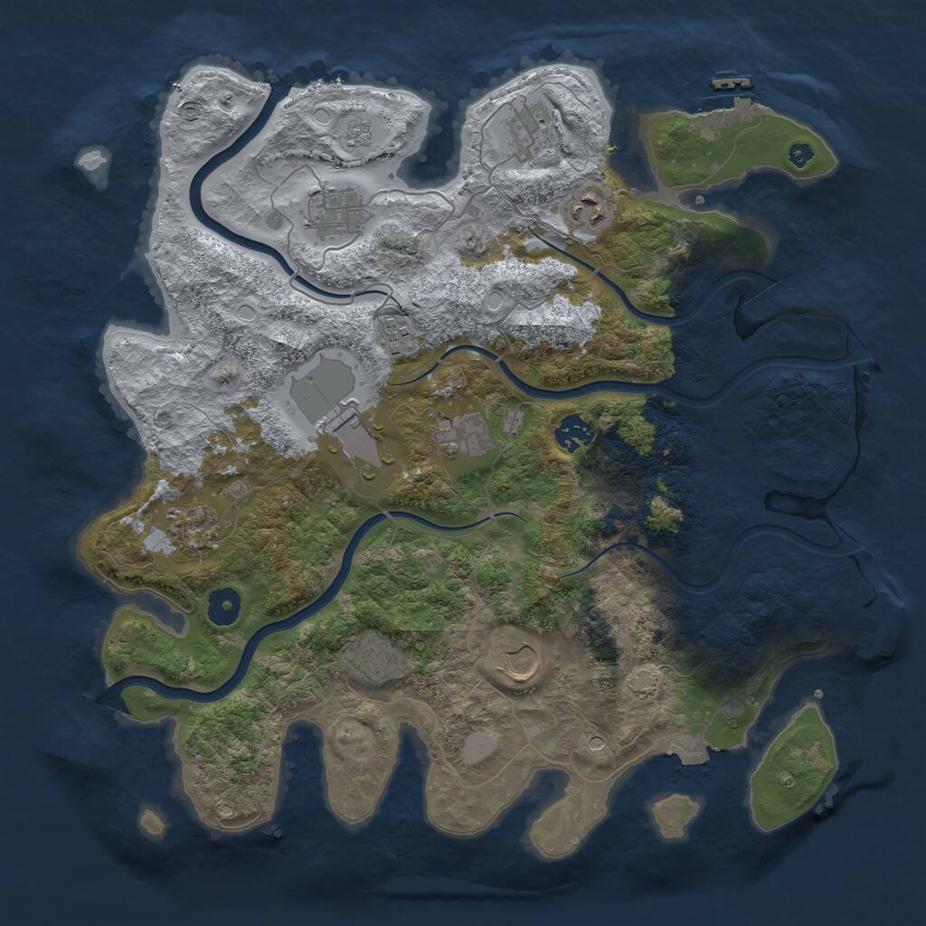 Rust Map: Procedural Map, Size: 3850, Seed: 38505081, 16 Monuments