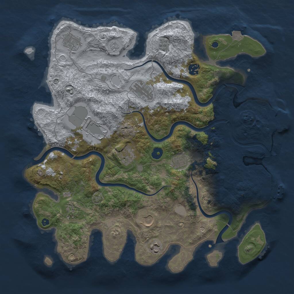 Rust Map: Procedural Map, Size: 3850, Seed: 38505081, 16 Monuments