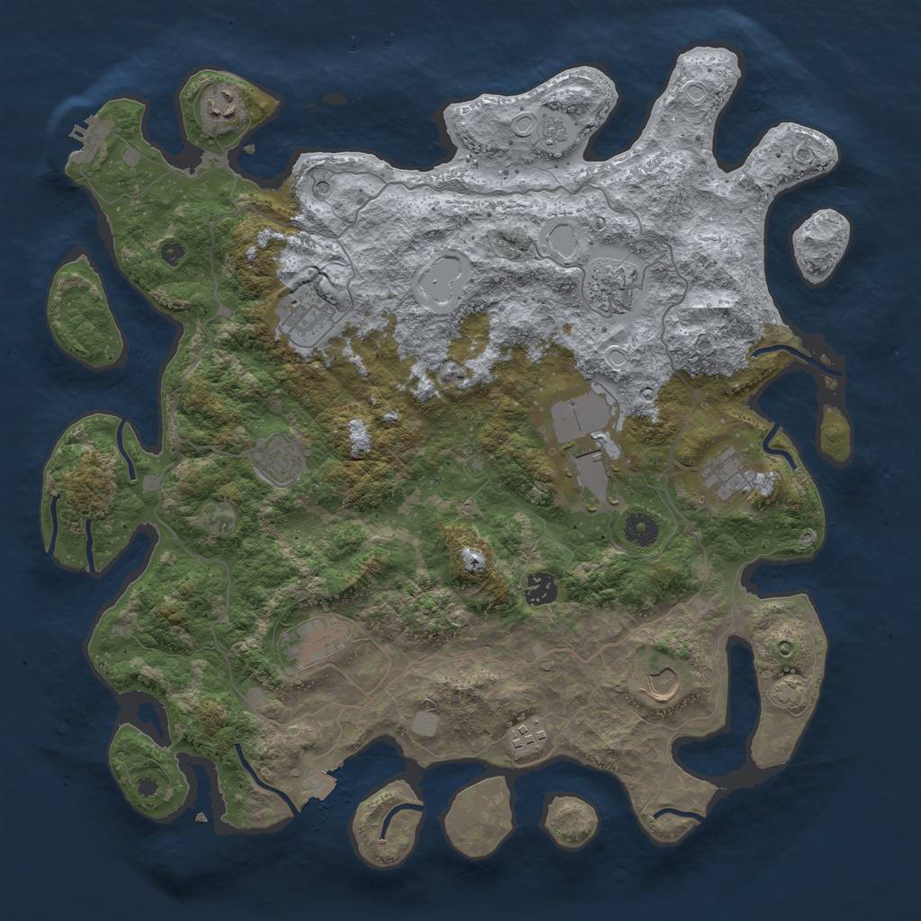 Rust Map: Procedural Map, Size: 4100, Seed: 21793238, 17 Monuments