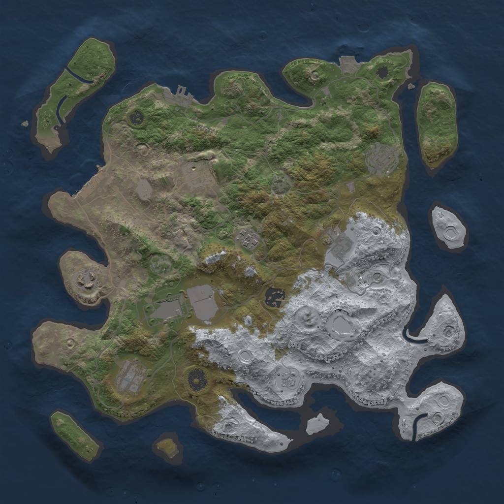 Rust Map: Procedural Map, Size: 3700, Seed: 92242573, 16 Monuments