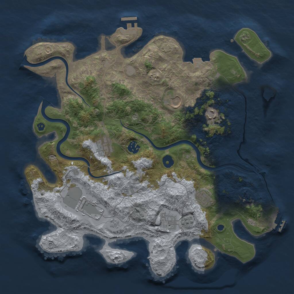 Rust Map: Procedural Map, Size: 3750, Seed: 55229975, 14 Monuments