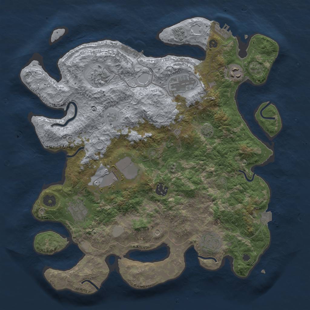 Rust Map: Procedural Map, Size: 3650, Seed: 5324400, 16 Monuments