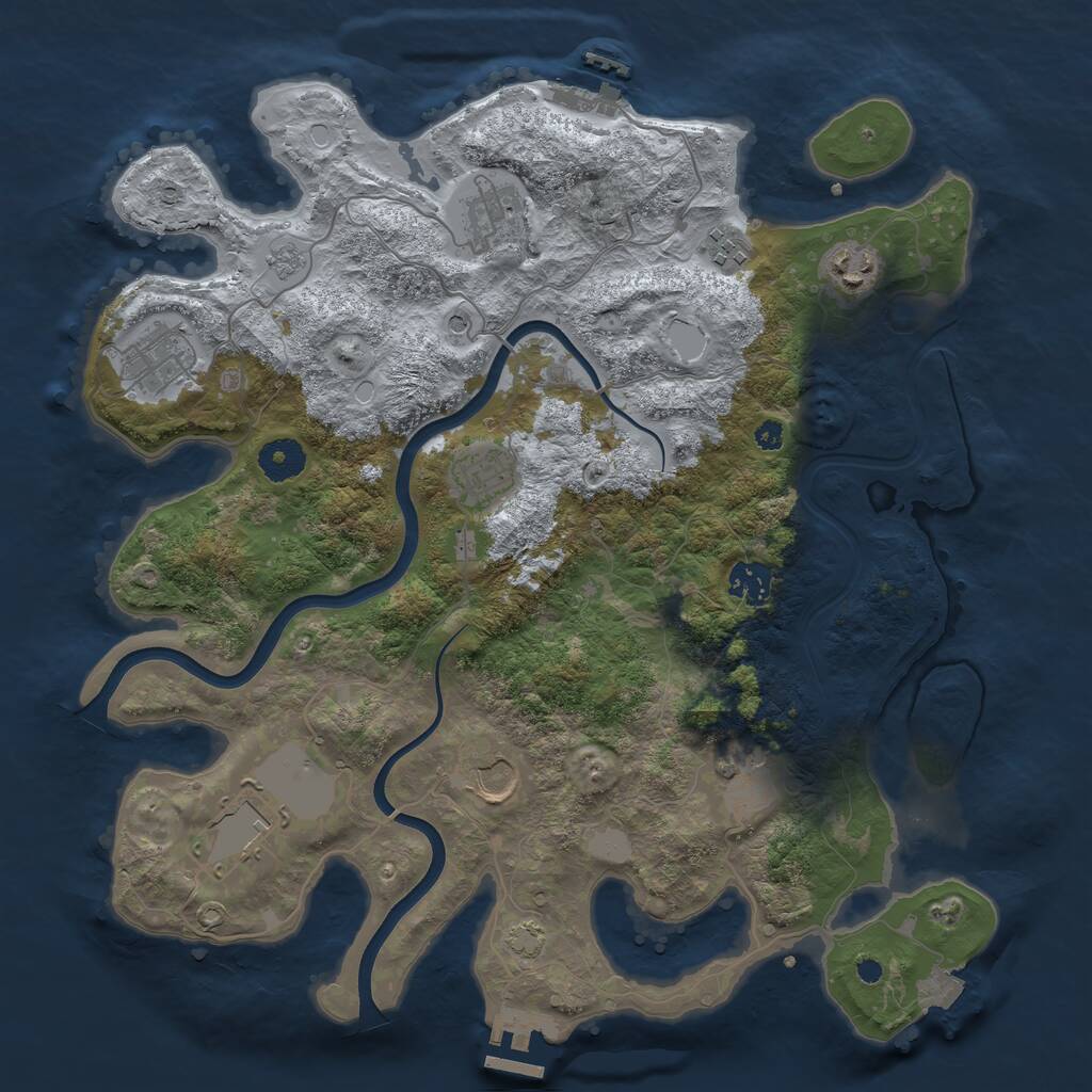Rust Map: Procedural Map, Size: 3700, Seed: 1700645, 15 Monuments