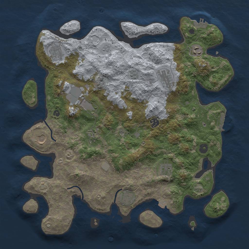 Rust Map: Procedural Map, Size: 3950, Seed: 9242294, 18 Monuments