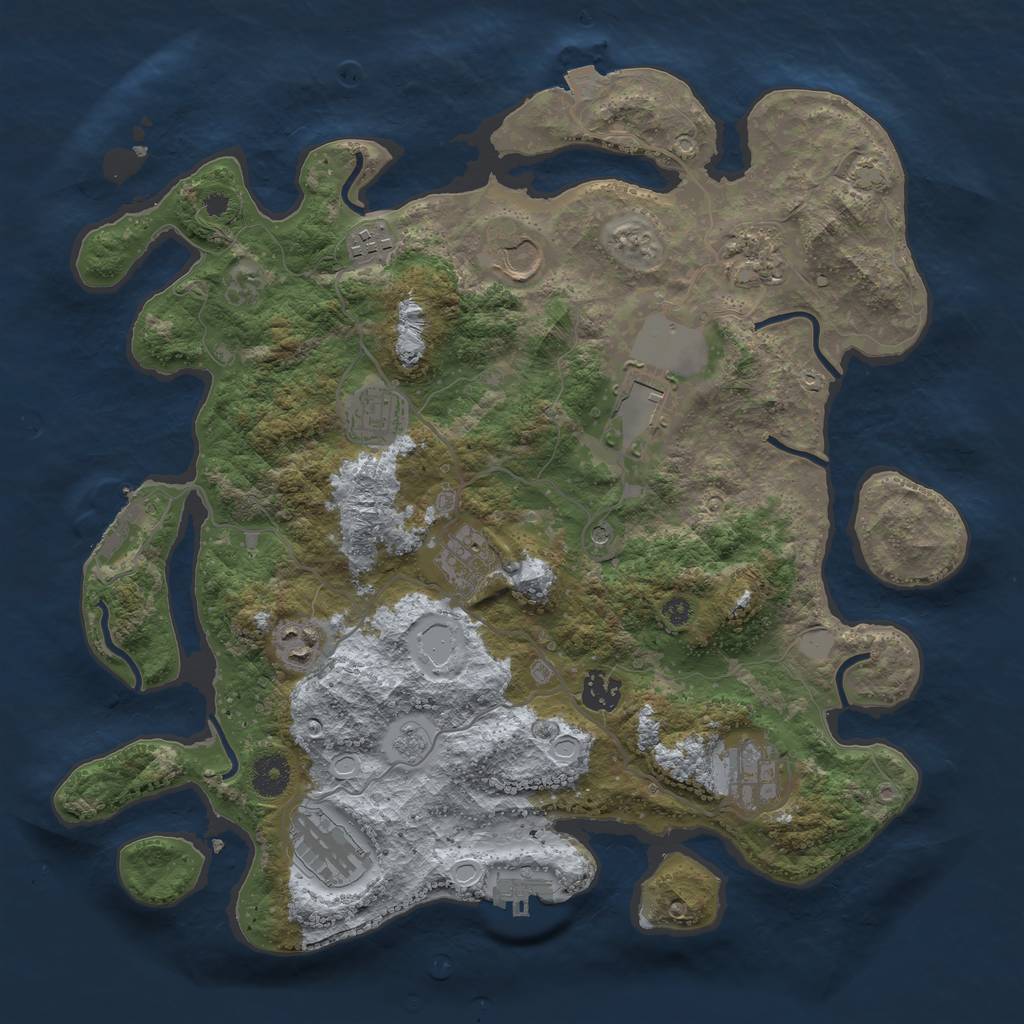 Rust Map: Procedural Map, Size: 3750, Seed: 59112613, 18 Monuments