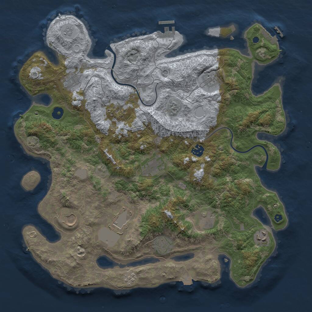 Rust Map: Procedural Map, Size: 3950, Seed: 12154217, 17 Monuments