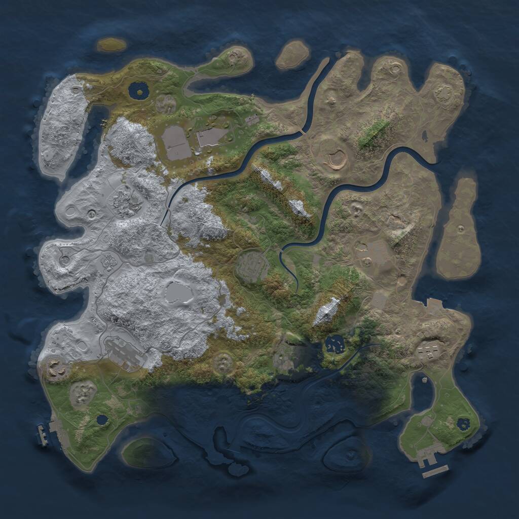 Rust Map: Procedural Map, Size: 3900, Seed: 28670602, 16 Monuments