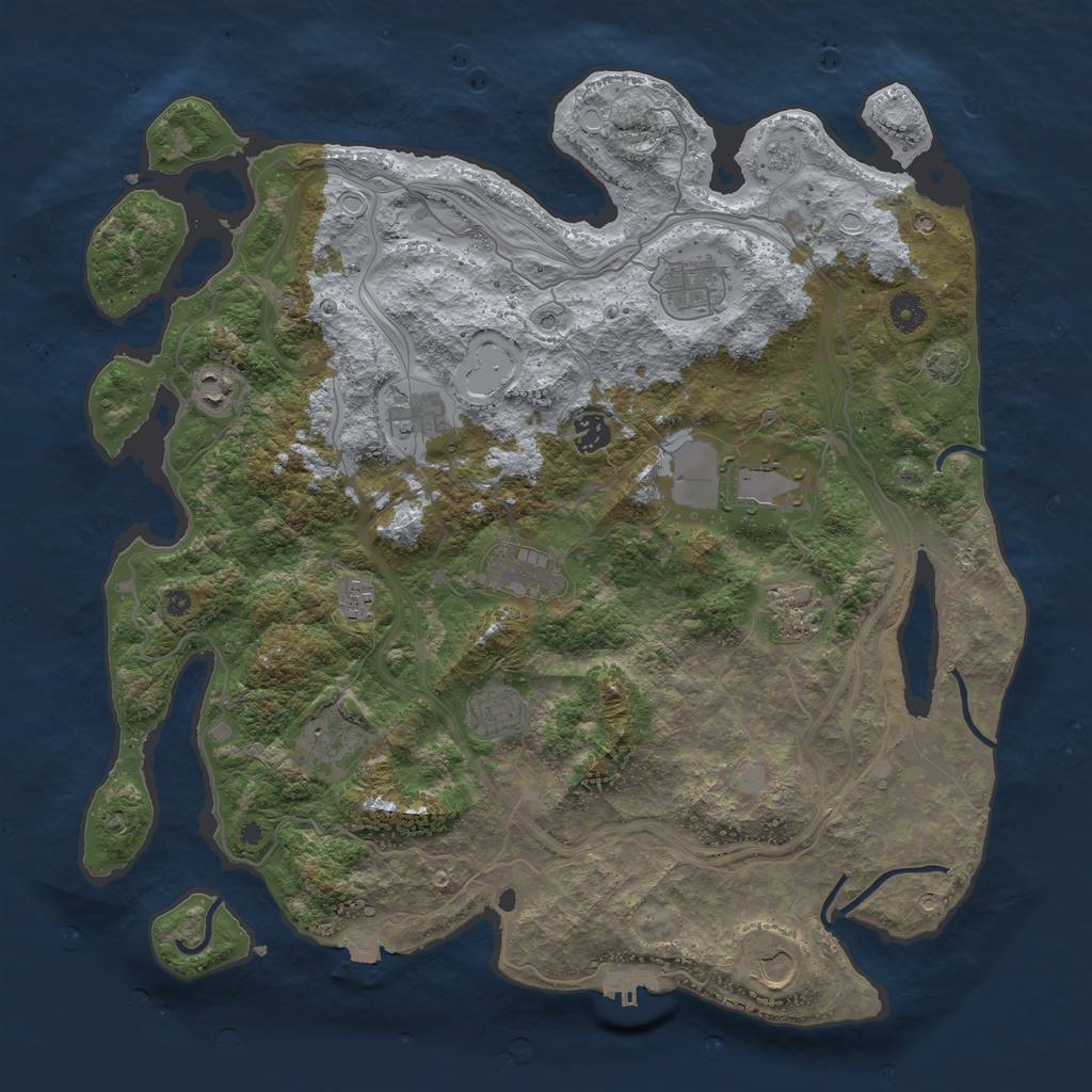 Rust Map: Procedural Map, Size: 4250, Seed: 8243727, 18 Monuments
