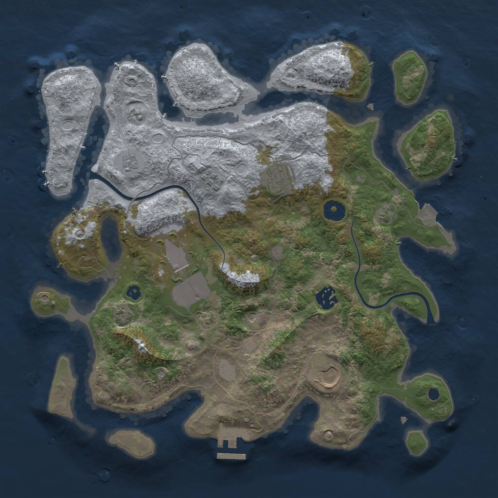 Rust Map: Procedural Map, Size: 3500, Seed: 513976078, 10 Monuments