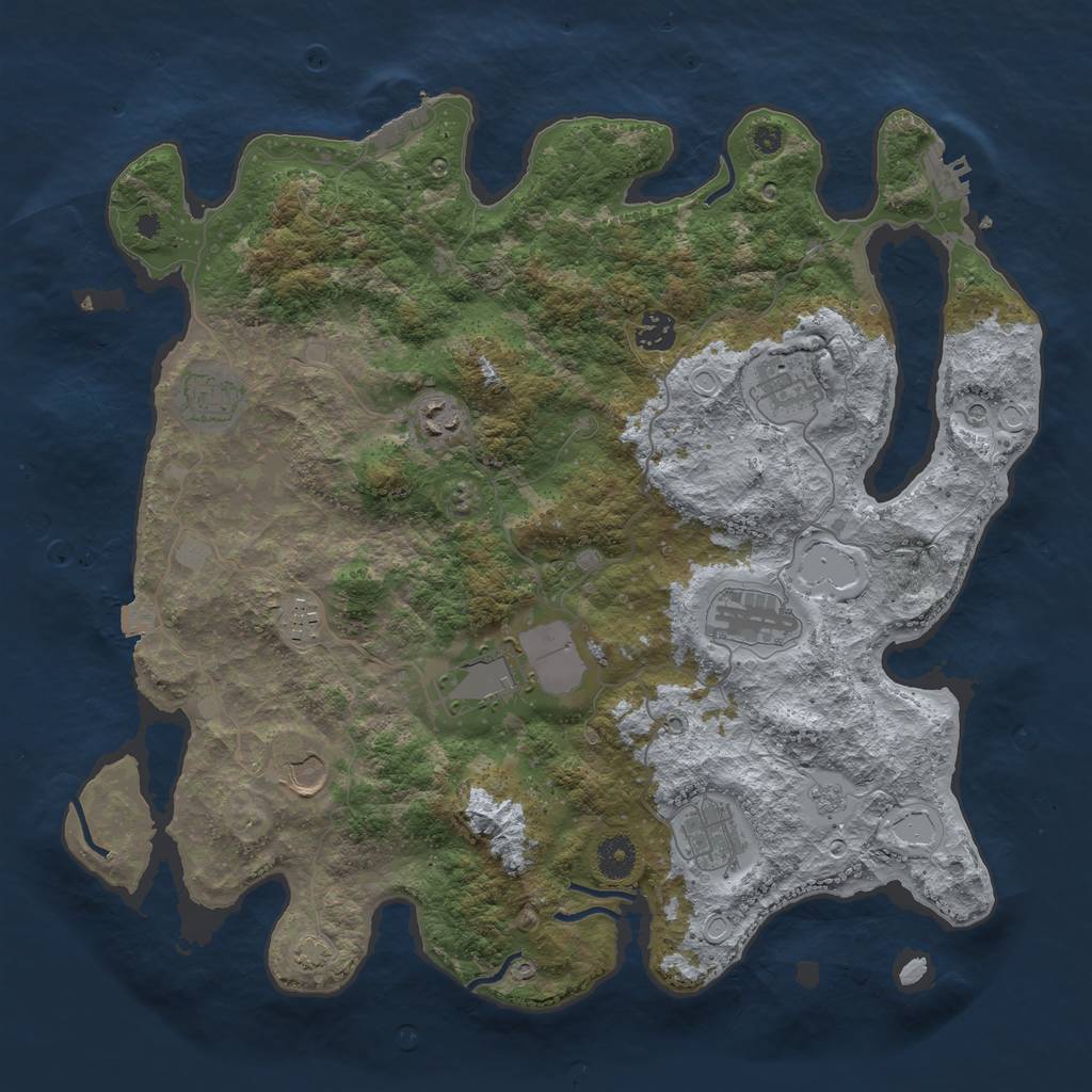 Rust Map: Procedural Map, Size: 3950, Seed: 22710603, 17 Monuments