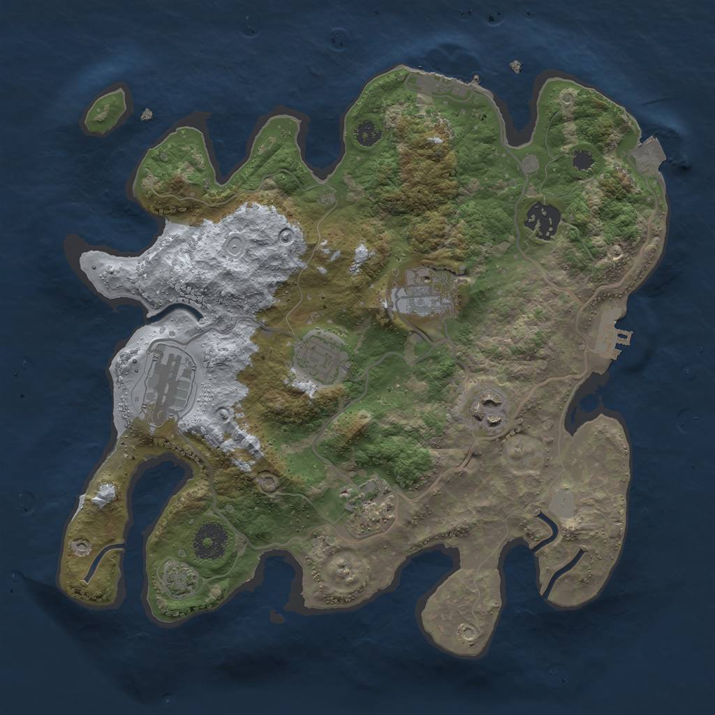 Rust Map: Procedural Map, Size: 3000, Seed: 2165941, 12 Monuments