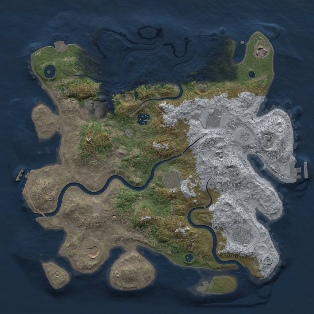 Rust Map: Procedural Map, Size: 3800, Seed: 59899112, 14 Monuments
