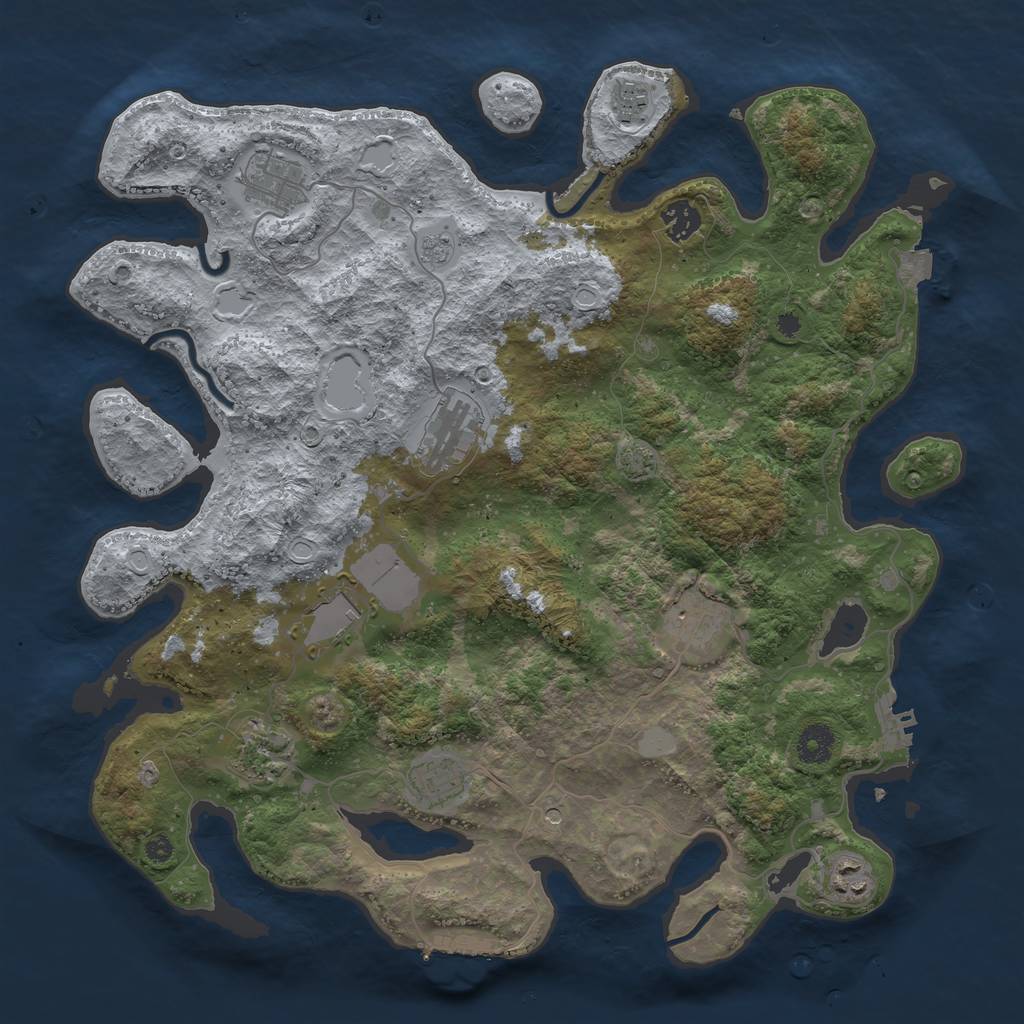 Rust Map: Procedural Map, Size: 3900, Seed: 21183042, 17 Monuments