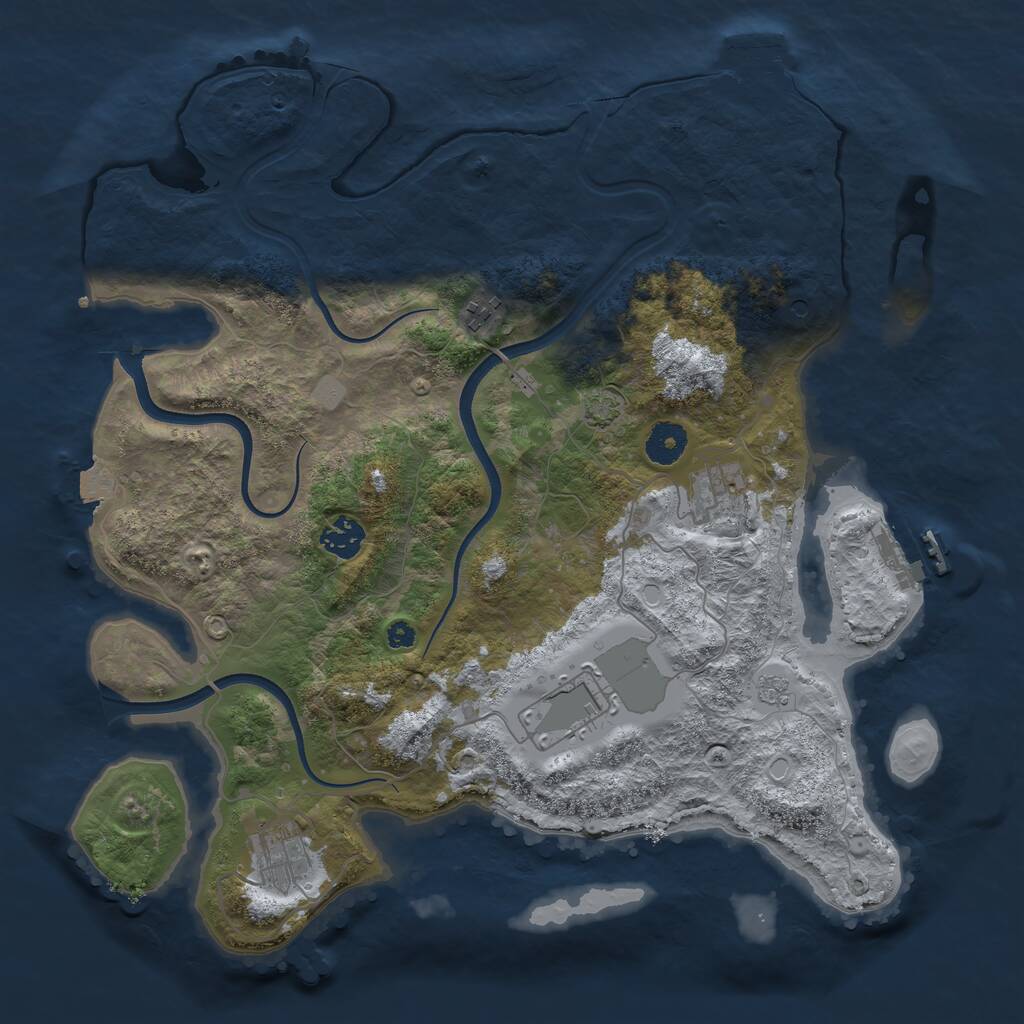 Rust Map: Procedural Map, Size: 3700, Seed: 9245363, 11 Monuments