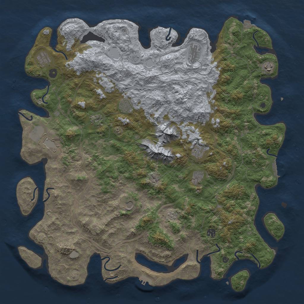 Rust Map: Procedural Map, Size: 5000, Seed: 10281982, 19 Monuments