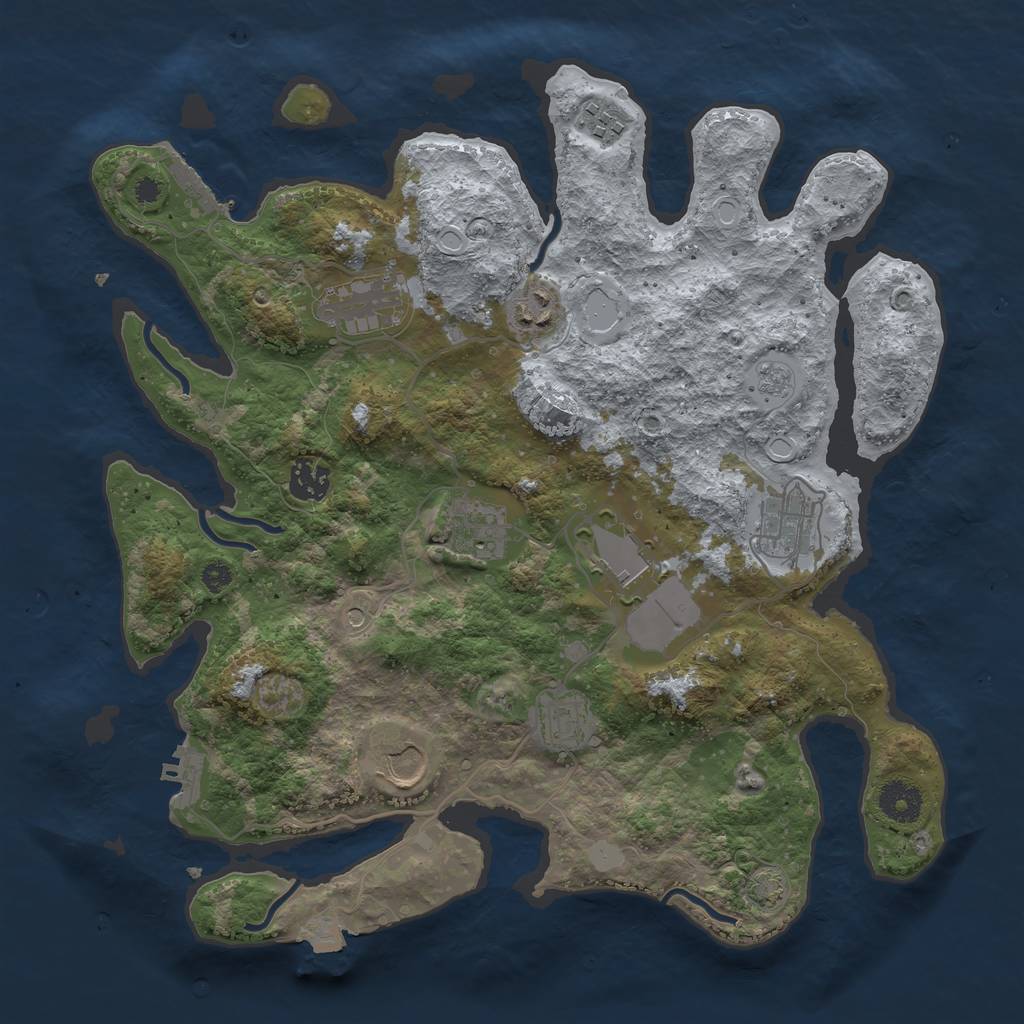 Rust Map: Procedural Map, Size: 3600, Seed: 52298361, 17 Monuments