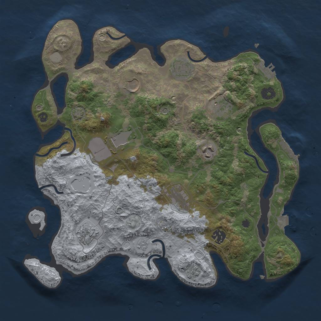 Rust Map: Procedural Map, Size: 3500, Seed: 521140322, 17 Monuments