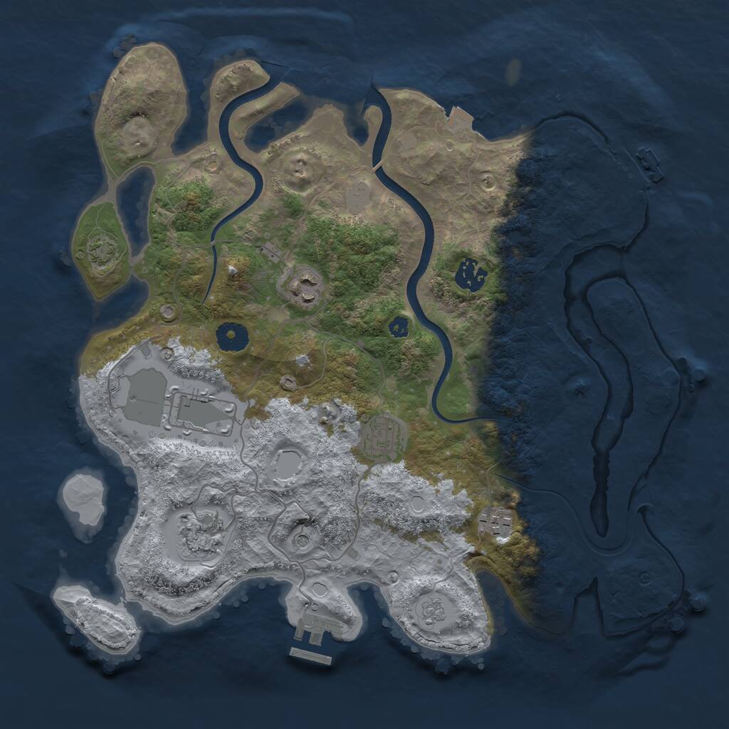 Rust Map: Procedural Map, Size: 3500, Seed: 521140322, 12 Monuments