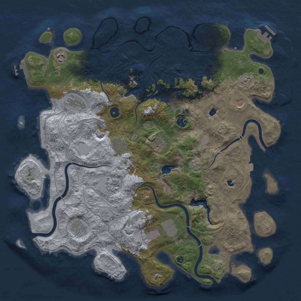 Rust Map: Procedural Map, Size: 4500, Seed: 4895243, 16 Monuments